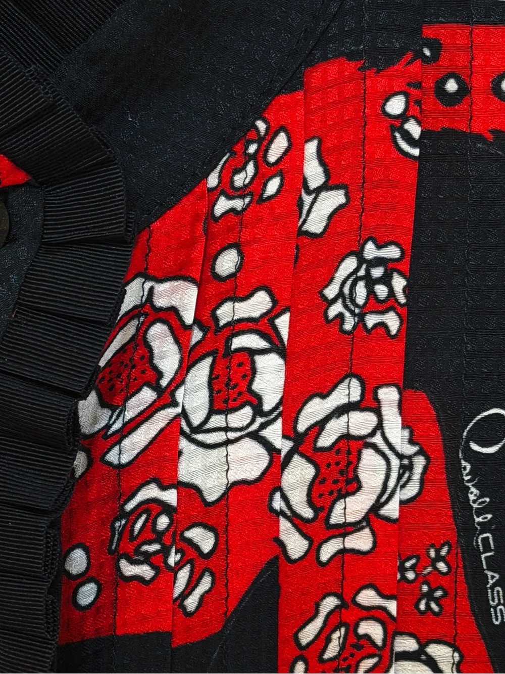 Roberto Cavalli Red, Black & White Printed Long-Sleeve Blouse - Picture 3 of 7